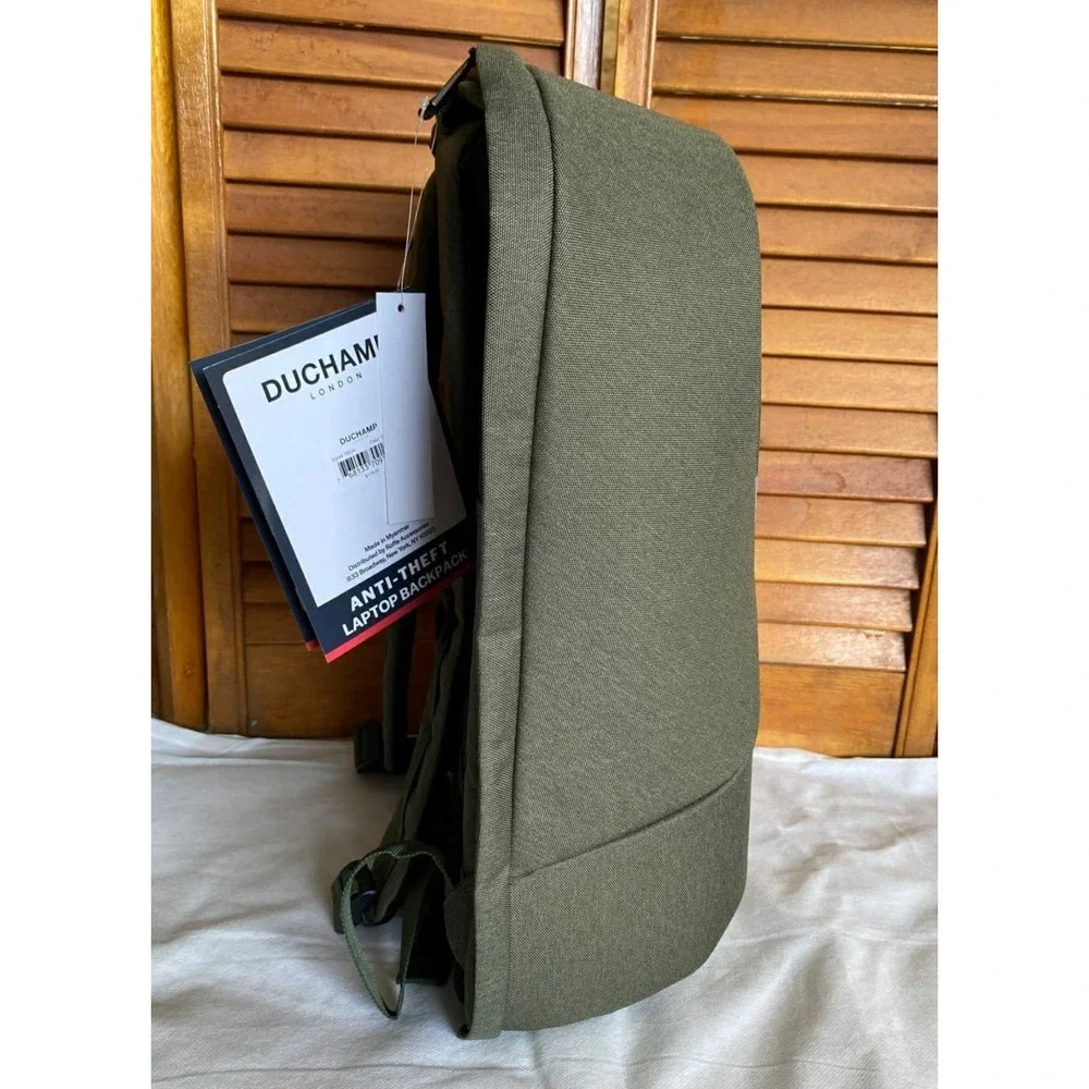 Duchamp London Anti-Theft Laptop Backpack Olive Green 16634 Mens Travel Bag NWT